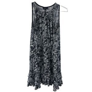 Dressbarn Collection Size 6 Black & White Paisley Ruffle Sequin Sleeveless Dress